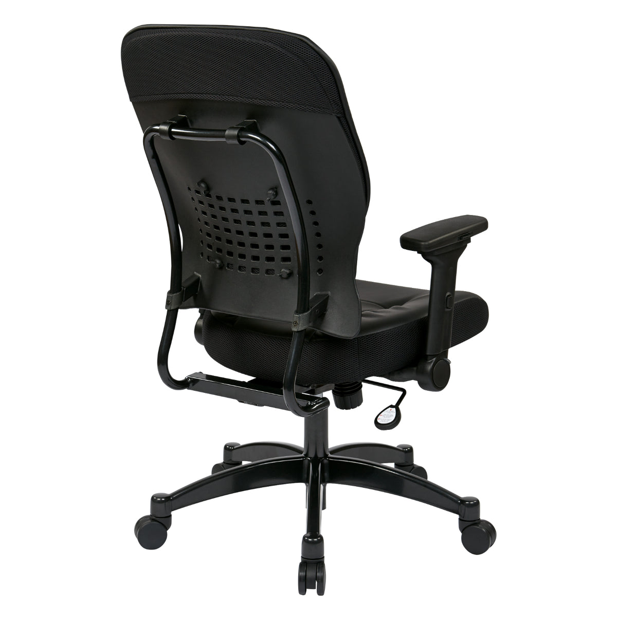 Bonded Leather Seat and Back Manager's Chair with 4-Way Adjustable Flip Arms and Industrial Steel Finish Base