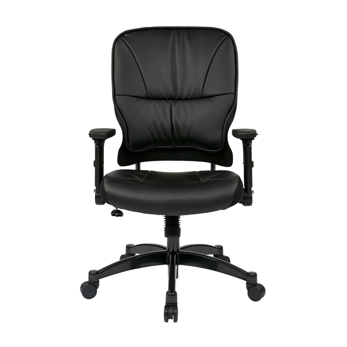 Bonded Leather Seat and Back Manager's Chair with 4-Way Adjustable Flip Arms and Industrial Steel Finish Base