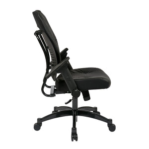 Bonded Leather Seat and Back Manager's Chair with 4-Way Adjustable Flip Arms and Industrial Steel Finish Base