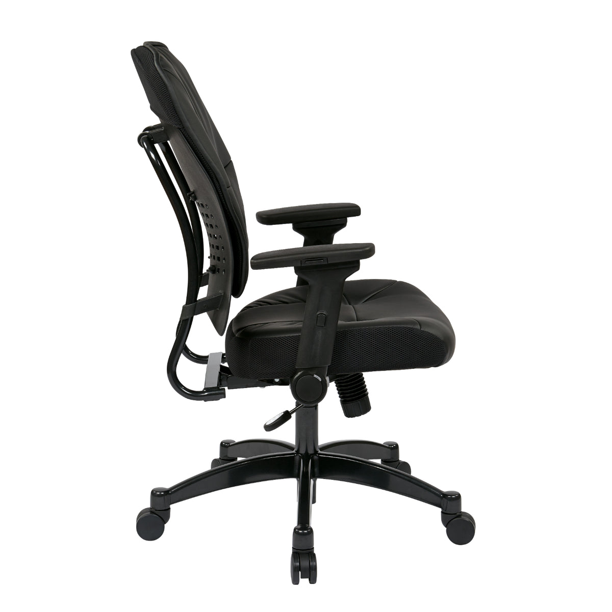 Bonded Leather Seat and Back Manager's Chair with 4-Way Adjustable Flip Arms and Industrial Steel Finish Base
