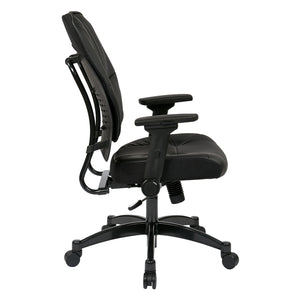 Bonded Leather Seat and Back Manager's Chair with 4-Way Adjustable Flip Arms and Industrial Steel Finish Base