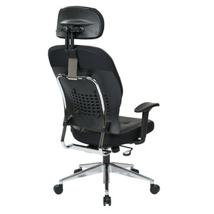 Black Bonded Leather Seat and Back Executive Chair with Adjustable Headrest, Adjustable Arms and Polished Aluminum Finish Base