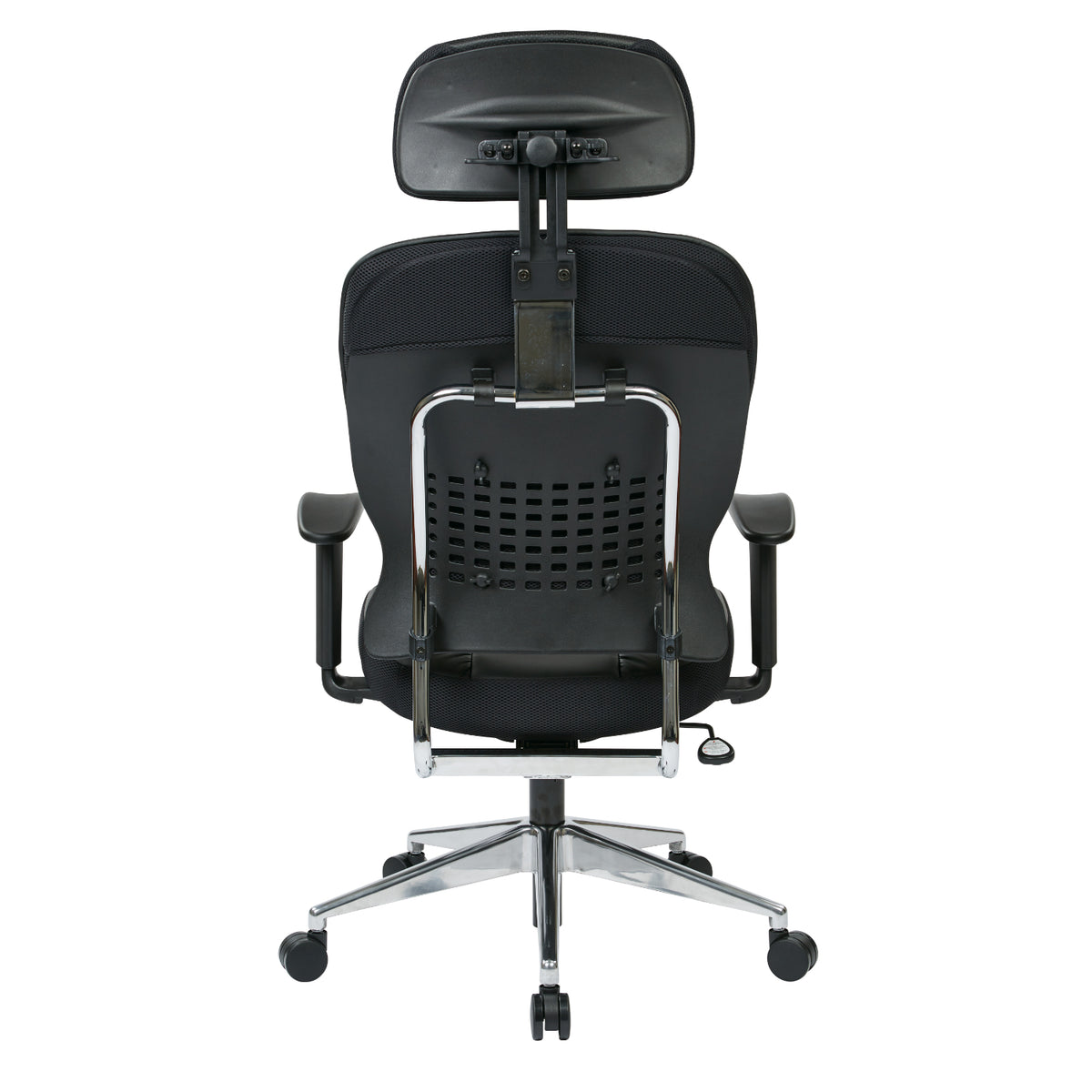 Black Bonded Leather Seat and Back Executive Chair with Adjustable Headrest, Adjustable Arms and Polished Aluminum Finish Base