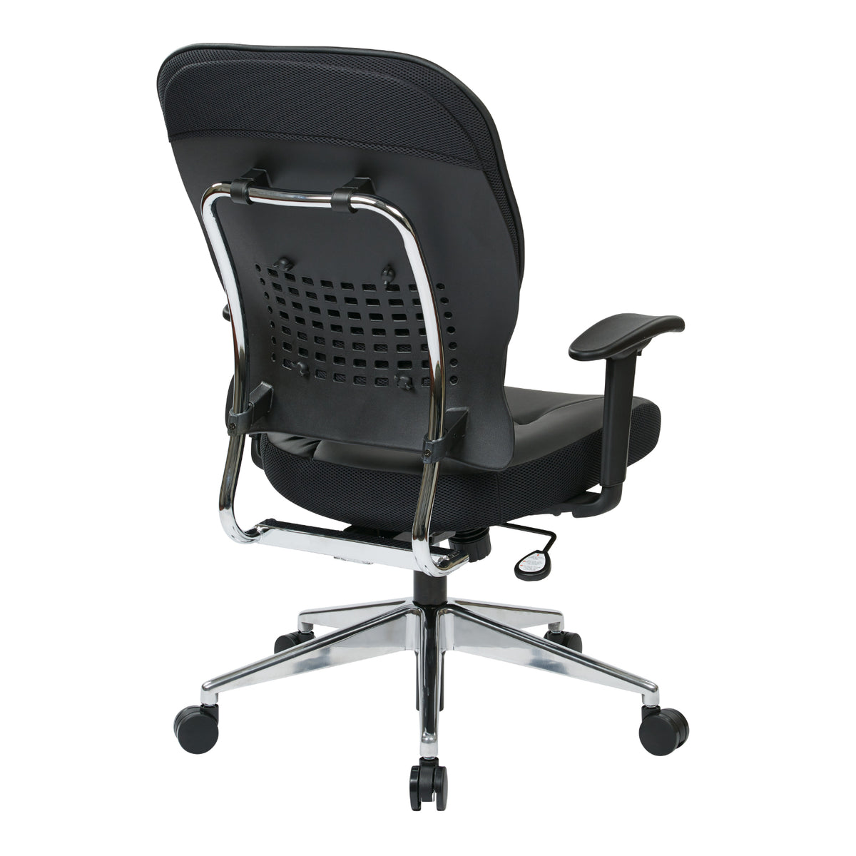 Black Bonded Leather Seat and Back Manager's Chair with Adjustable Arms and Polished Aluminum Finish Base