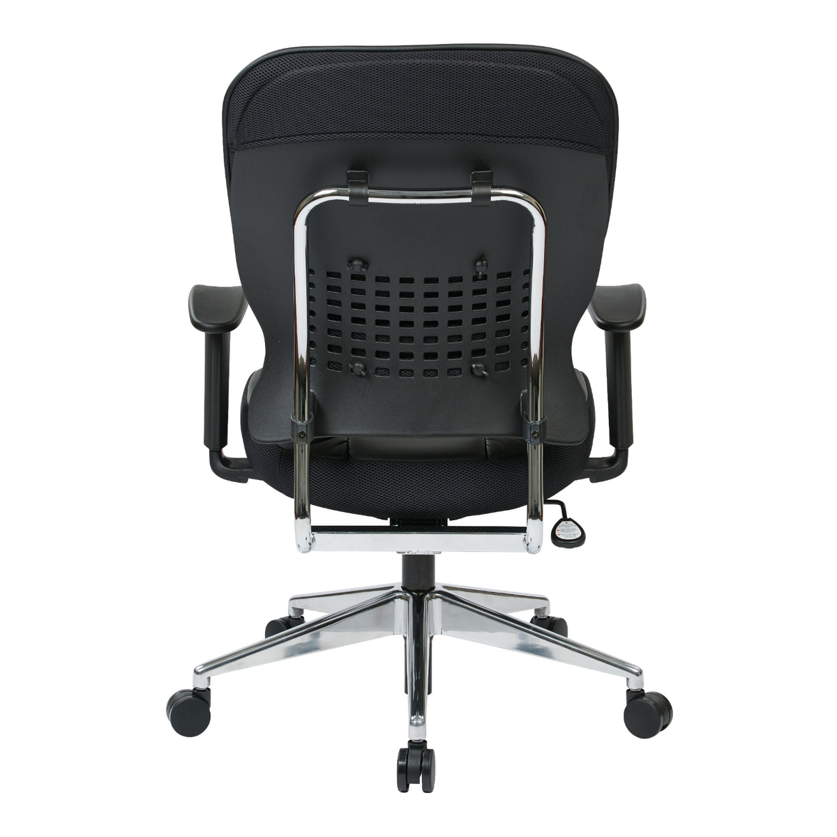 Black Bonded Leather Seat and Back Manager's Chair with Adjustable Arms and Polished Aluminum Finish Base