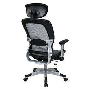 Light Air Grid® Seat and Back Manager's Chair with 4-Way Adjustable Flip Arms, Adjustable Headrest and Platinum Coated Nylon Base