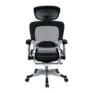 Light Air Grid® Seat and Back Manager's Chair with 4-Way Adjustable Flip Arms, Adjustable Headrest and Platinum Coated Nylon Base