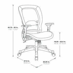 Light Air Grid® Seat and Back Manager's Chair with 4-Way Adjustable Flip Arms and Platinum Coated Nylon Base