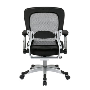 Light Air Grid® Back Manager's Chair with Padded Bonded Leather Seat, 4-Way Adjustable Flip Arms and Platinum Coated Nylon Base