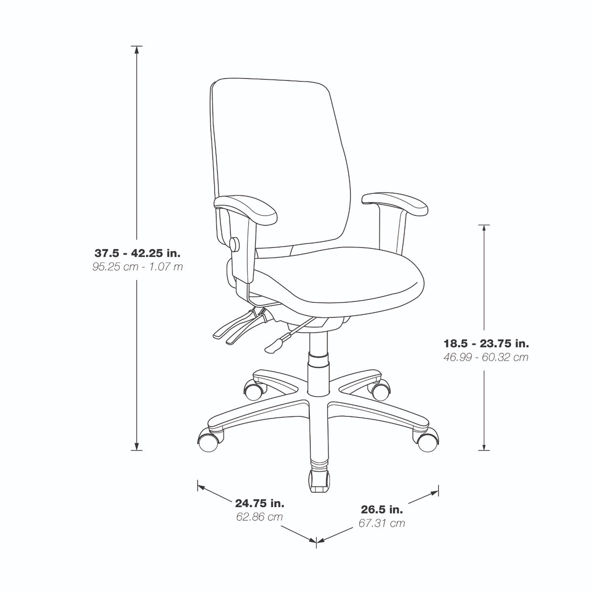 High-Back Dual Function Ergonomic Chair, FreeFlex® II Coal Padded Fabric Seat