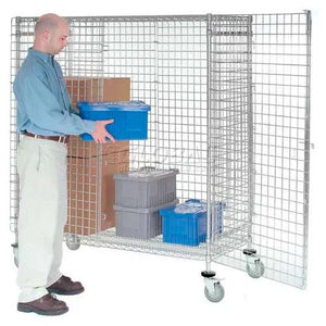 Global Industrial Wire Security Truck, Chrome,  24"W x 60"L x 69"H, Polyurethane Casters, 2 Brake