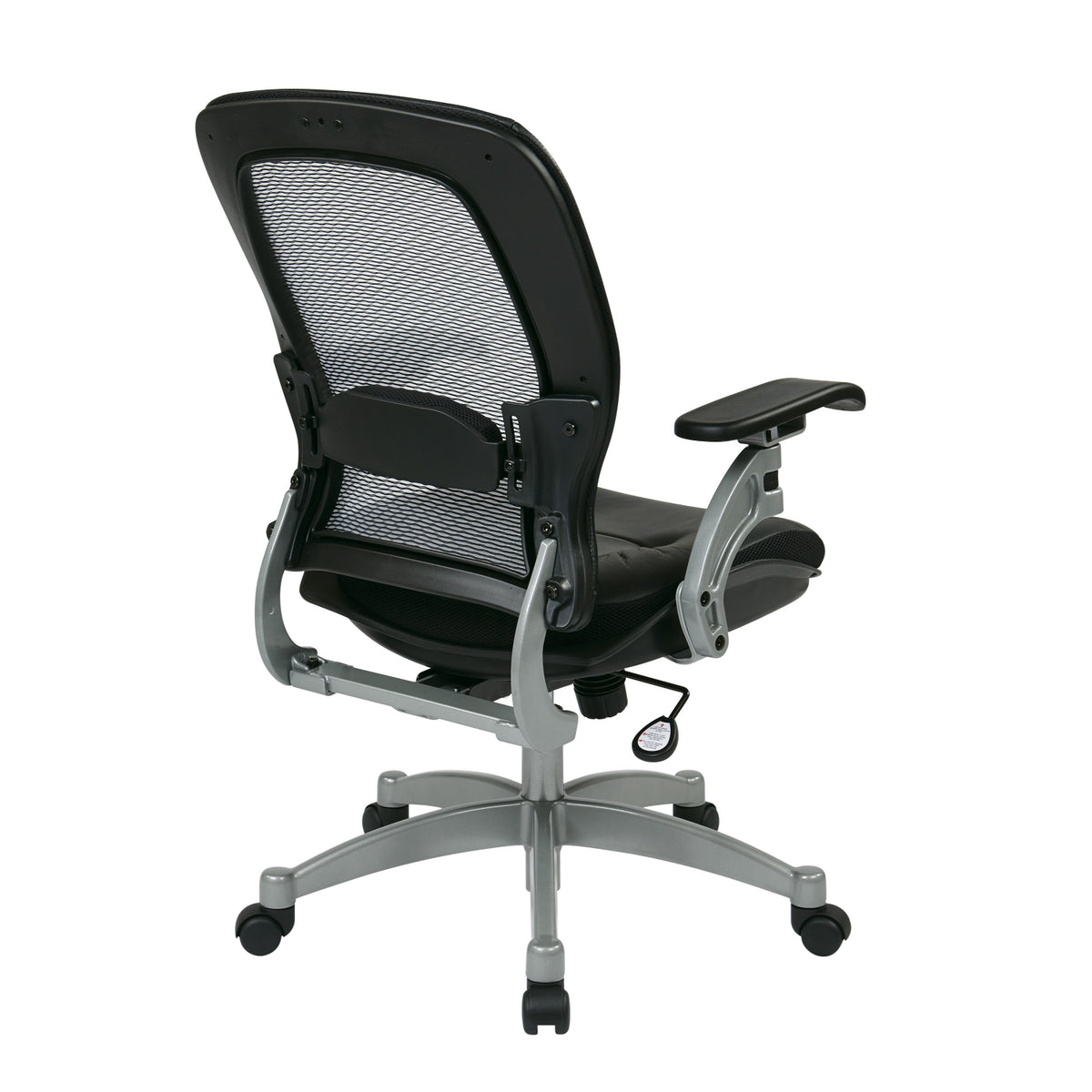 Light Air Grid® Manager's Chair with Black Top Grain Leather Seat and Trim and Platinum Finish Base