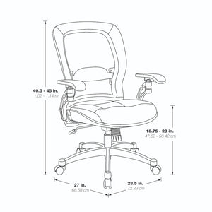 Light Air Grid® Manager's Chair with Black Top Grain Leather Seat and Trim and Platinum Finish Base