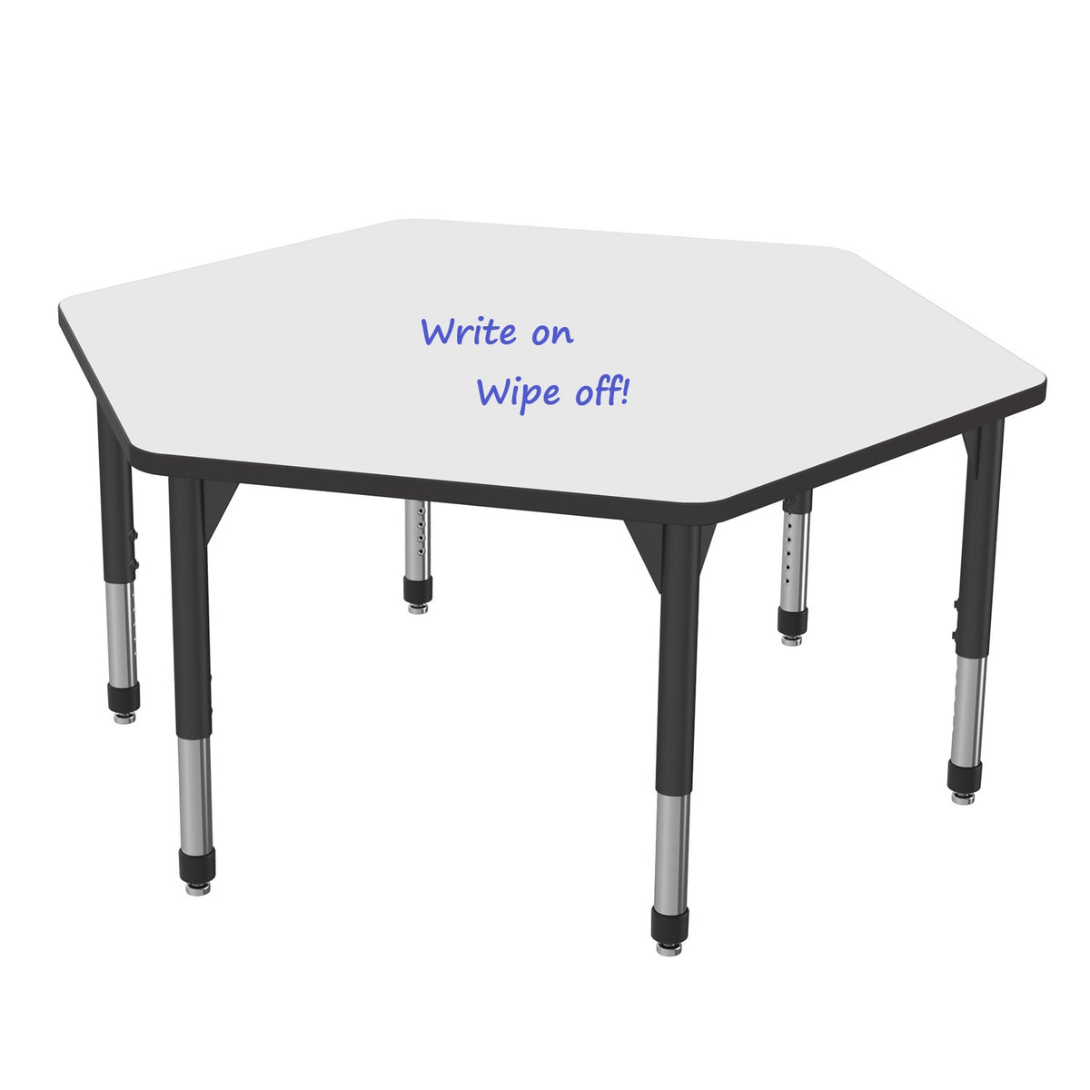 Premier Dry Erase Standing Height Collaborative Classroom Table, 54.5" x 48" Hexagon
