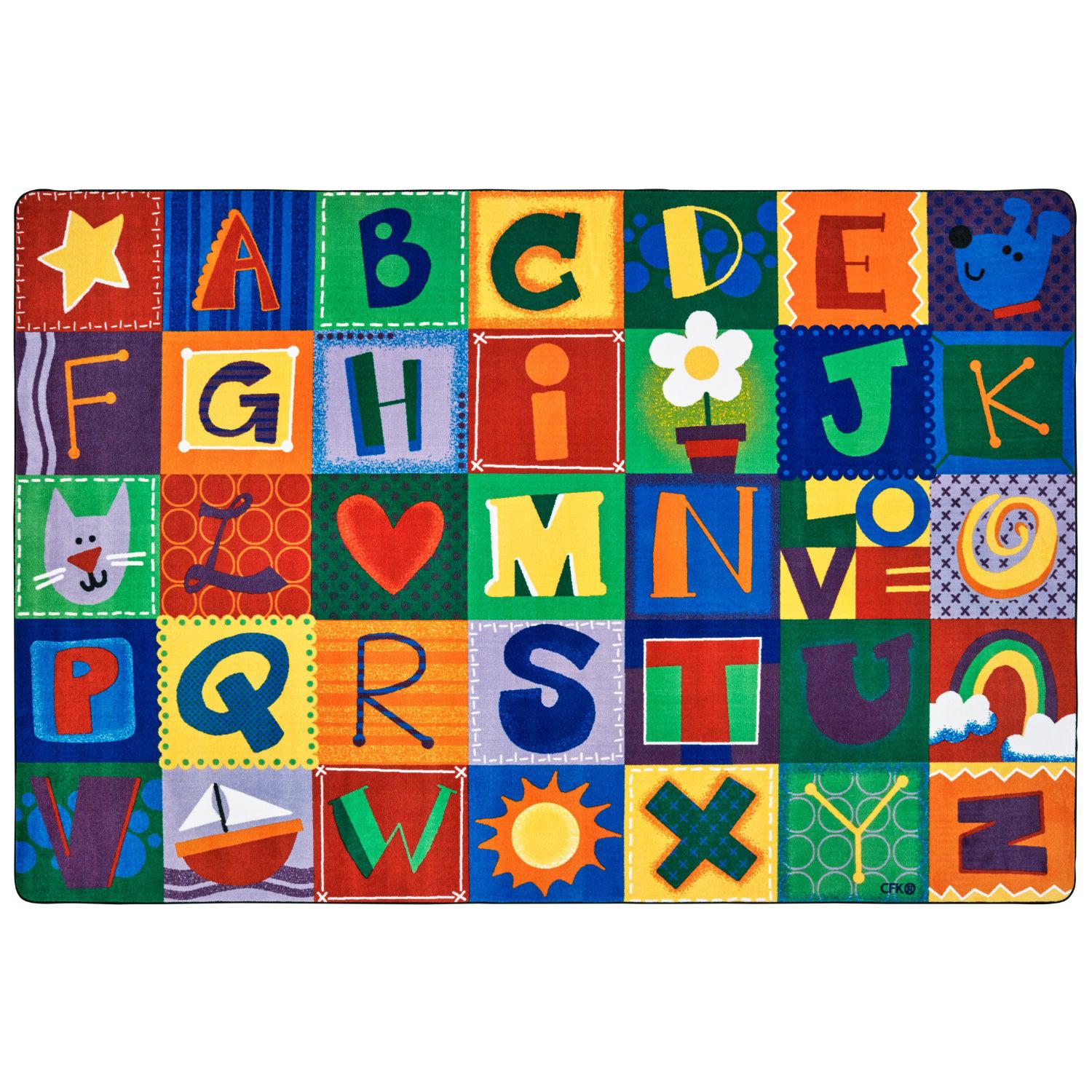 Carpets for Kids KIDSoft Toddler Alphabet Blocks, Primary Colors, 6' x 9'