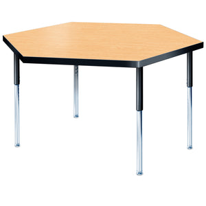 Modern Classic Series 48" Hexagon Activity Table with High Pressure Laminate Top, Adjustable Height Legs