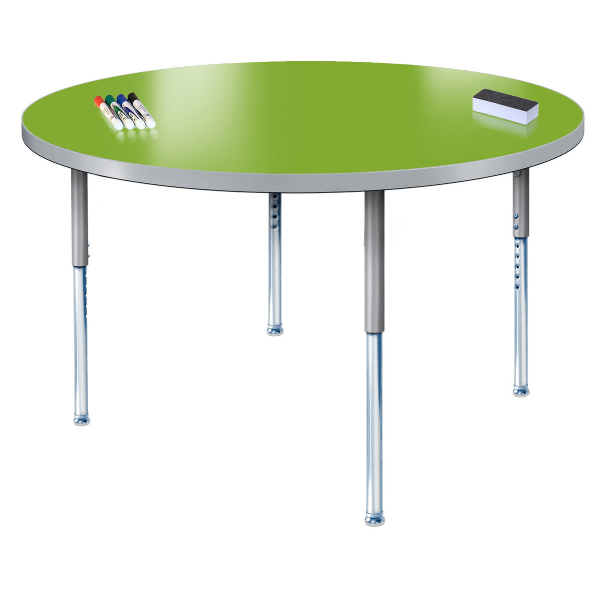 Imagination Station 36" Circle Activity Table with Dry Erase Markerboard Top, Modern Classic Adjustable Height Legs