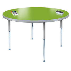 Imagination Station 48" Circle Activity Table with Dry Erase Markerboard Top, Modern Classic Adjustable Height Legs