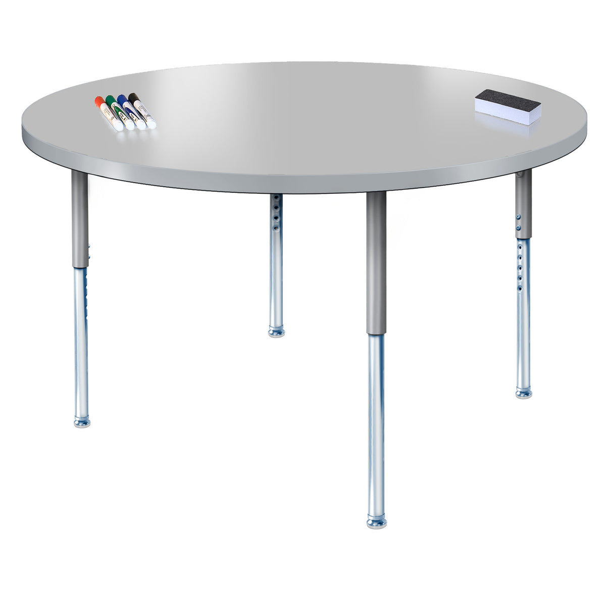 Imagination Station 36" Circle Activity Table with Dry Erase Markerboard Top, Modern Classic Adjustable Height Legs