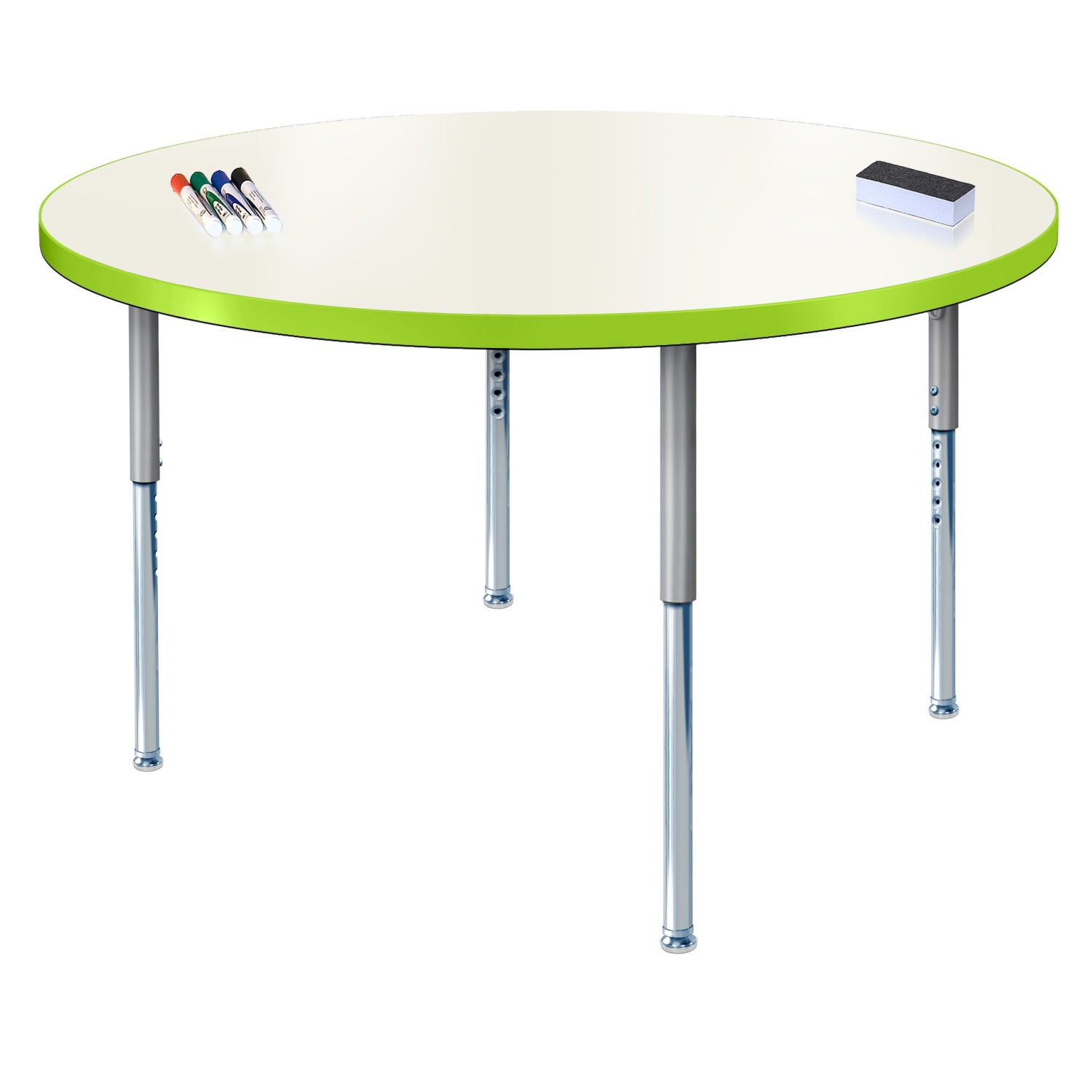Imagination Station 36" Circle Activity Table with Dry Erase Markerboard Top, Modern Classic Adjustable Height Legs