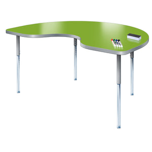Imagination Station 48 x 72" Kidney Activity Table with Dry Erase Markerboard Top, Modern Classic Adjustable Height Legs