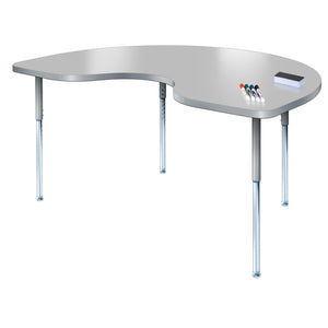 Imagination Station 48 x 72" Kidney Activity Table with Dry Erase Markerboard Top, Modern Classic Adjustable Height Legs