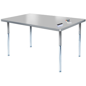 Imagination Station 30 x 72" Rectangular Activity Table with Dry Erase Markerboard Top, Modern Classic Adjustable Height Legs