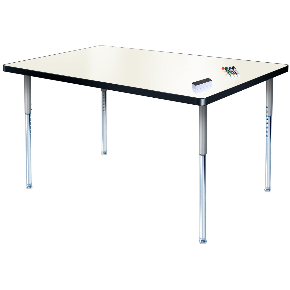 Imagination Station 24 x 48" Rectangular Activity Table with Dry Erase Markerboard Top, Modern Classic Adjustable Height Legs