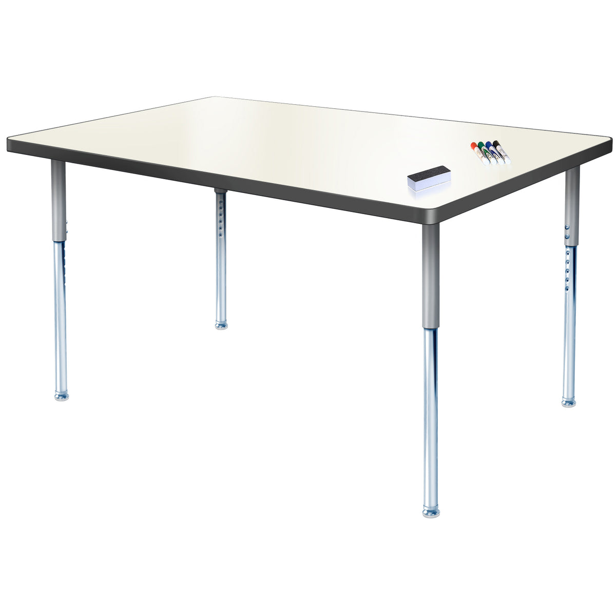 Imagination Station 24 x 60" Rectangular Activity Table with Dry Erase Markerboard Top, Modern Classic Adjustable Height Legs