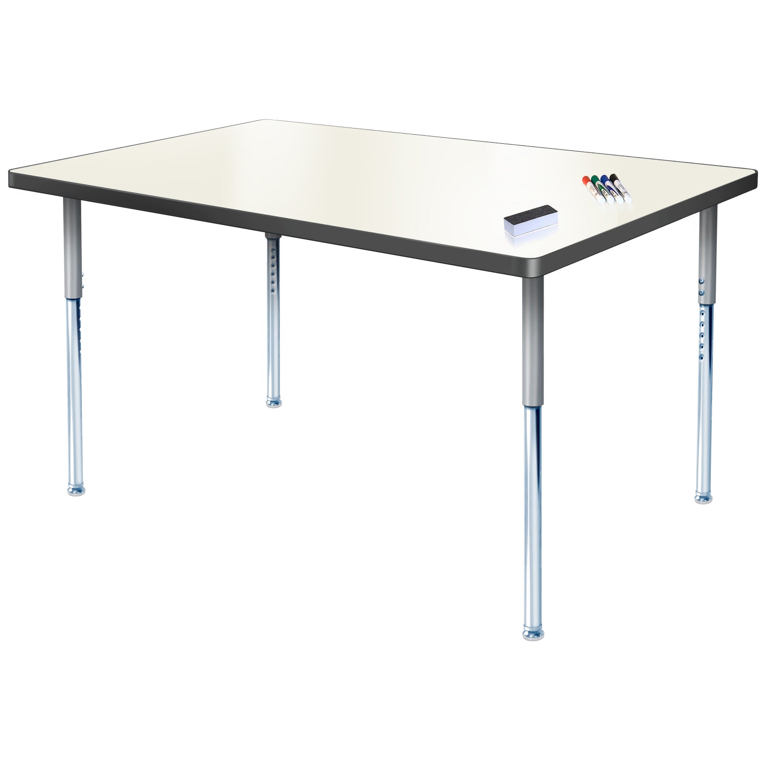 Imagination Station 24 x 60" Rectangular Activity Table with Dry Erase Markerboard Top, Modern Classic Adjustable Height Legs