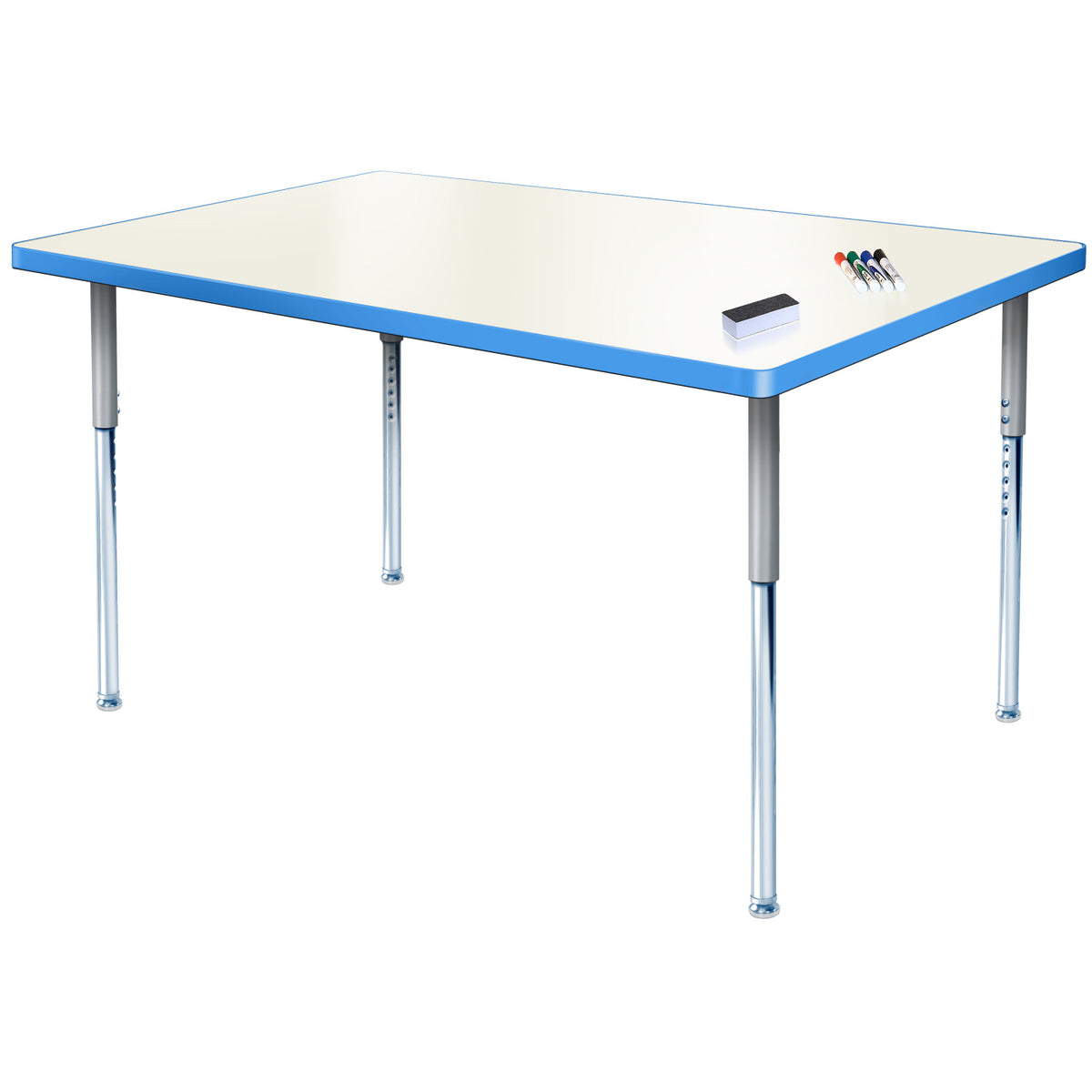 Imagination Station 30 x 60" Rectangular Activity Table with Dry Erase Markerboard Top, Modern Classic Adjustable Height Legs