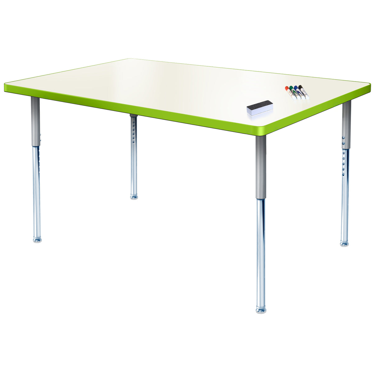 Imagination Station 30 x 72" Rectangular Activity Table with Dry Erase Markerboard Top, Modern Classic Adjustable Height Legs