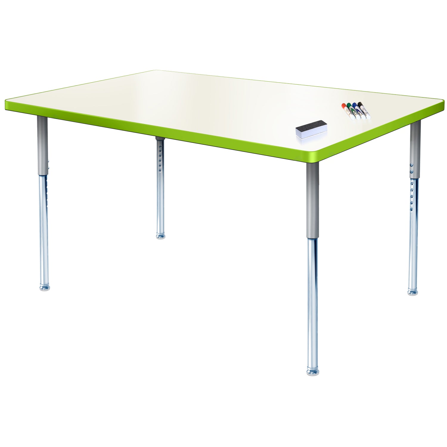 Imagination Station 30 x 72" Rectangular Activity Table with Dry Erase Markerboard Top, Modern Classic Adjustable Height Legs