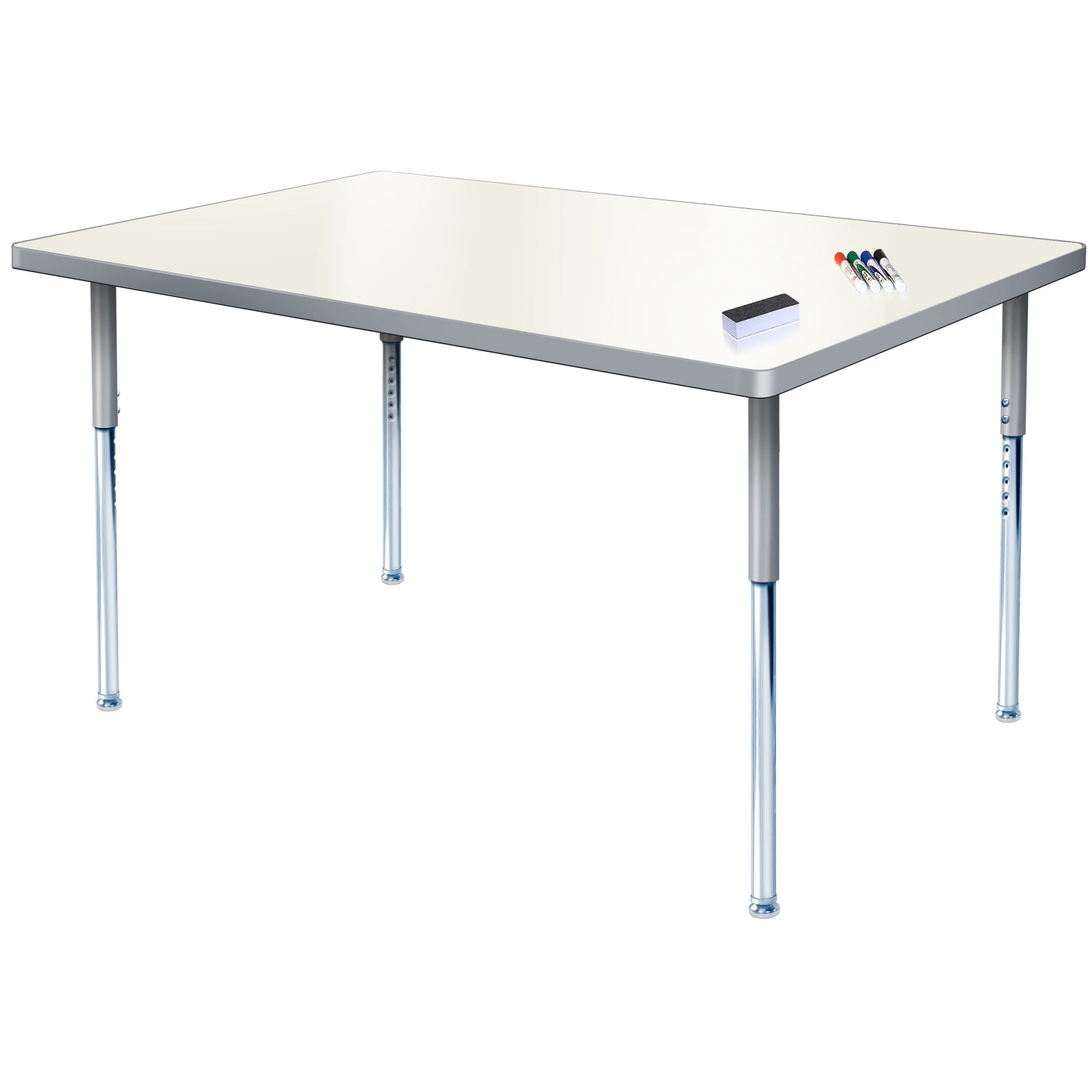 Imagination Station 36 x 60" Rectangular Activity Table with Dry Erase Markerboard Top, Modern Classic Adjustable Height Legs