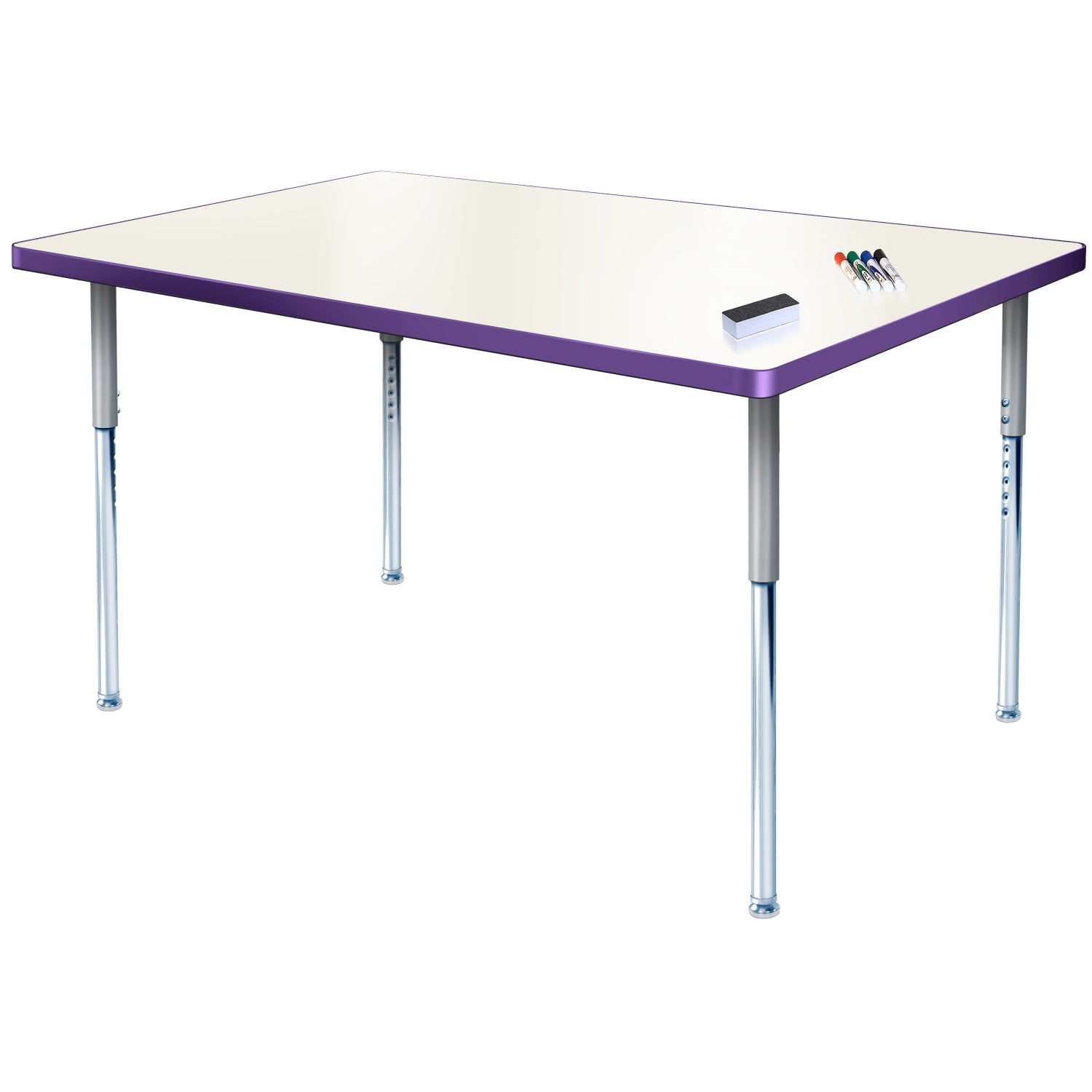 Imagination Station 36 x 72" Rectangular Activity Table with Dry Erase Markerboard Top, Modern Classic Adjustable Height Legs