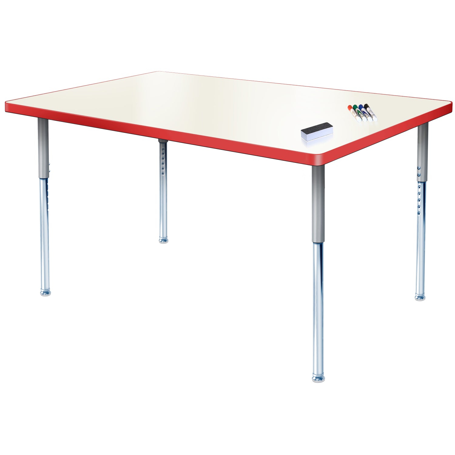 Imagination Station 42 x 60" Rectangular Activity Table with Dry Erase Markerboard Top, Modern Classic Adjustable Height Legs