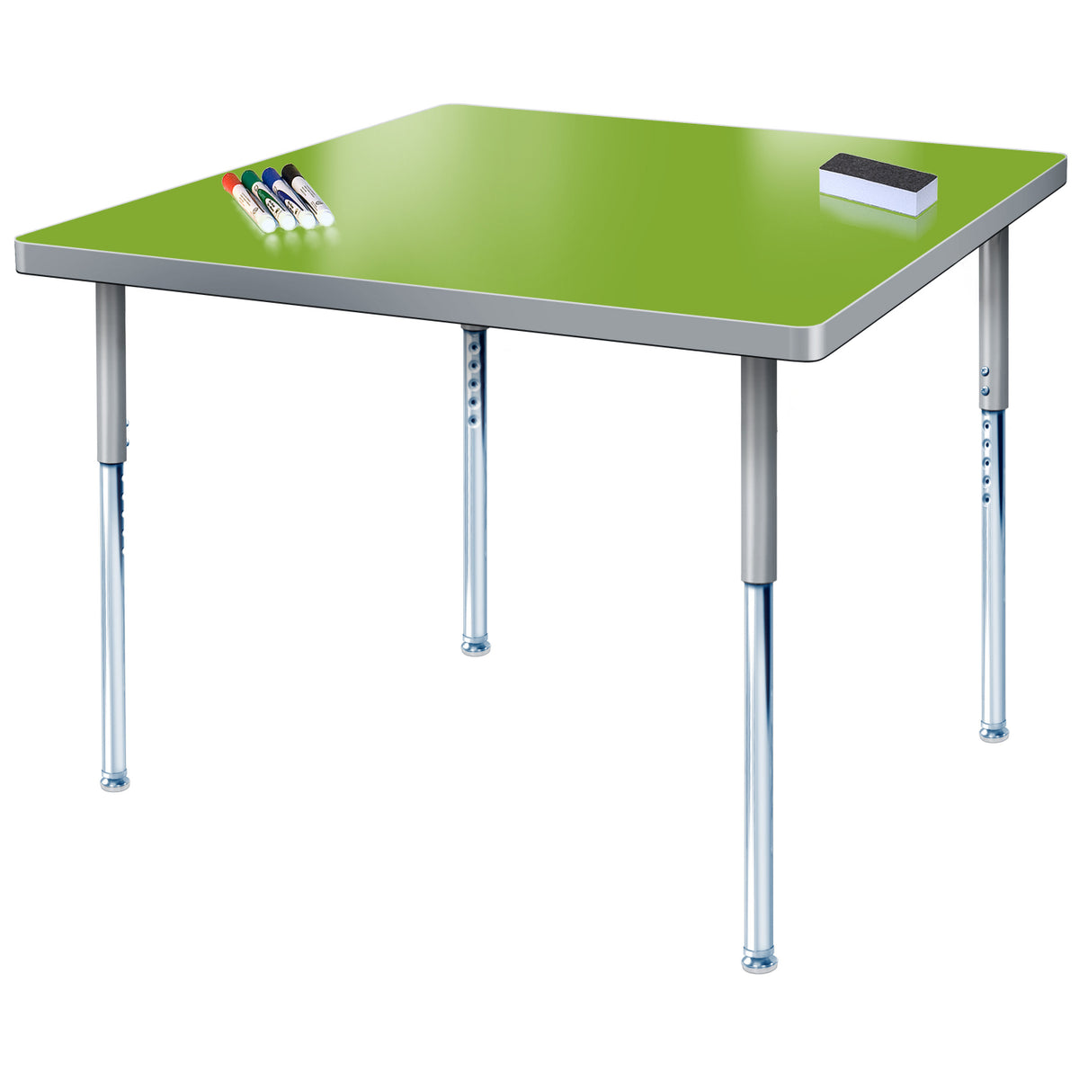 Imagination Station 36 x 36" Square Activity Table with Dry Erase Markerboard Top, Modern Classic Adjustable Height Legs