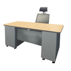 Mobile Double Pedestal Teacher/Administrator Desk with Rectangular Top, 24" x 67"