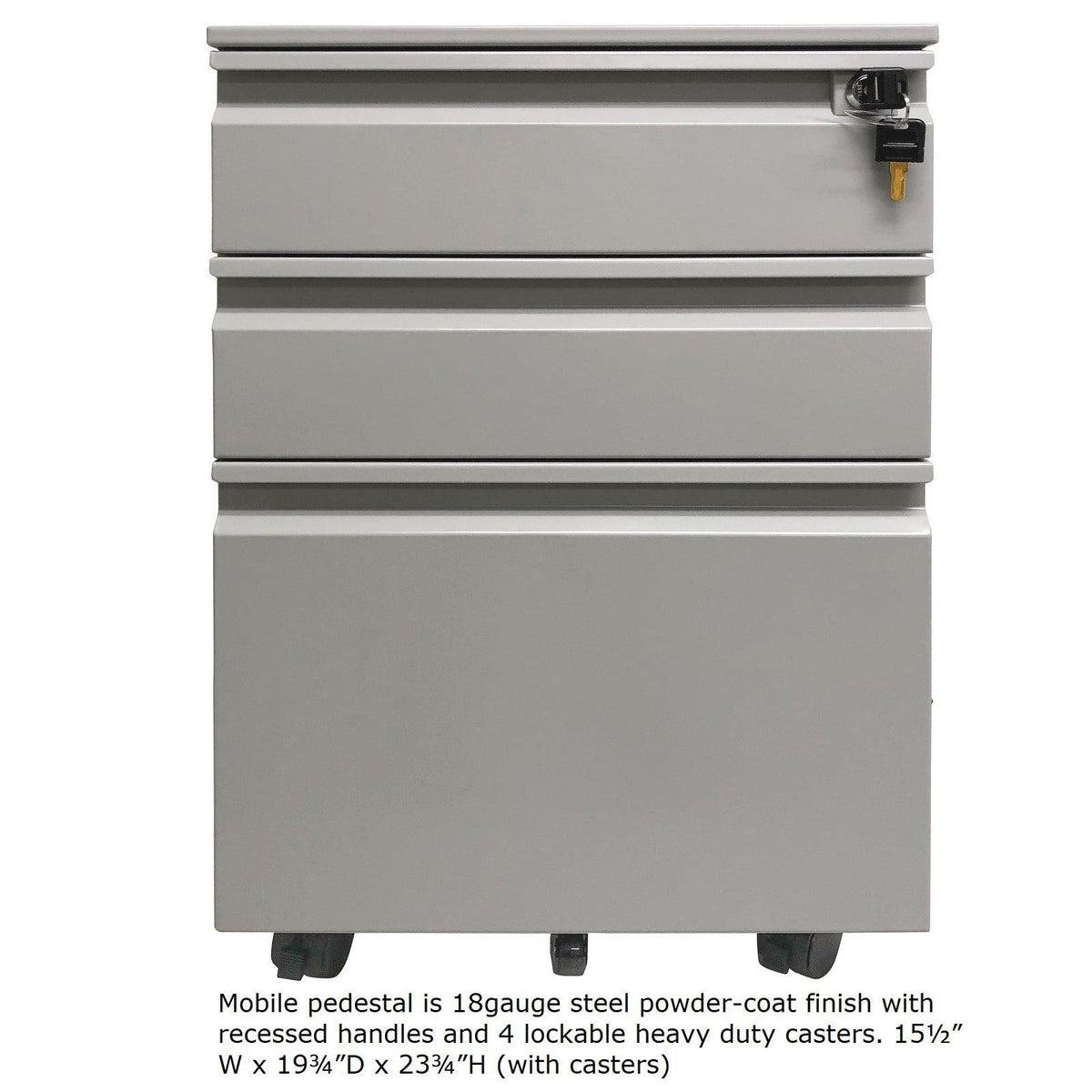 Mobile Single Pedestal Teacher/Administrator Desk with Rectangular Top, 24" x 54"