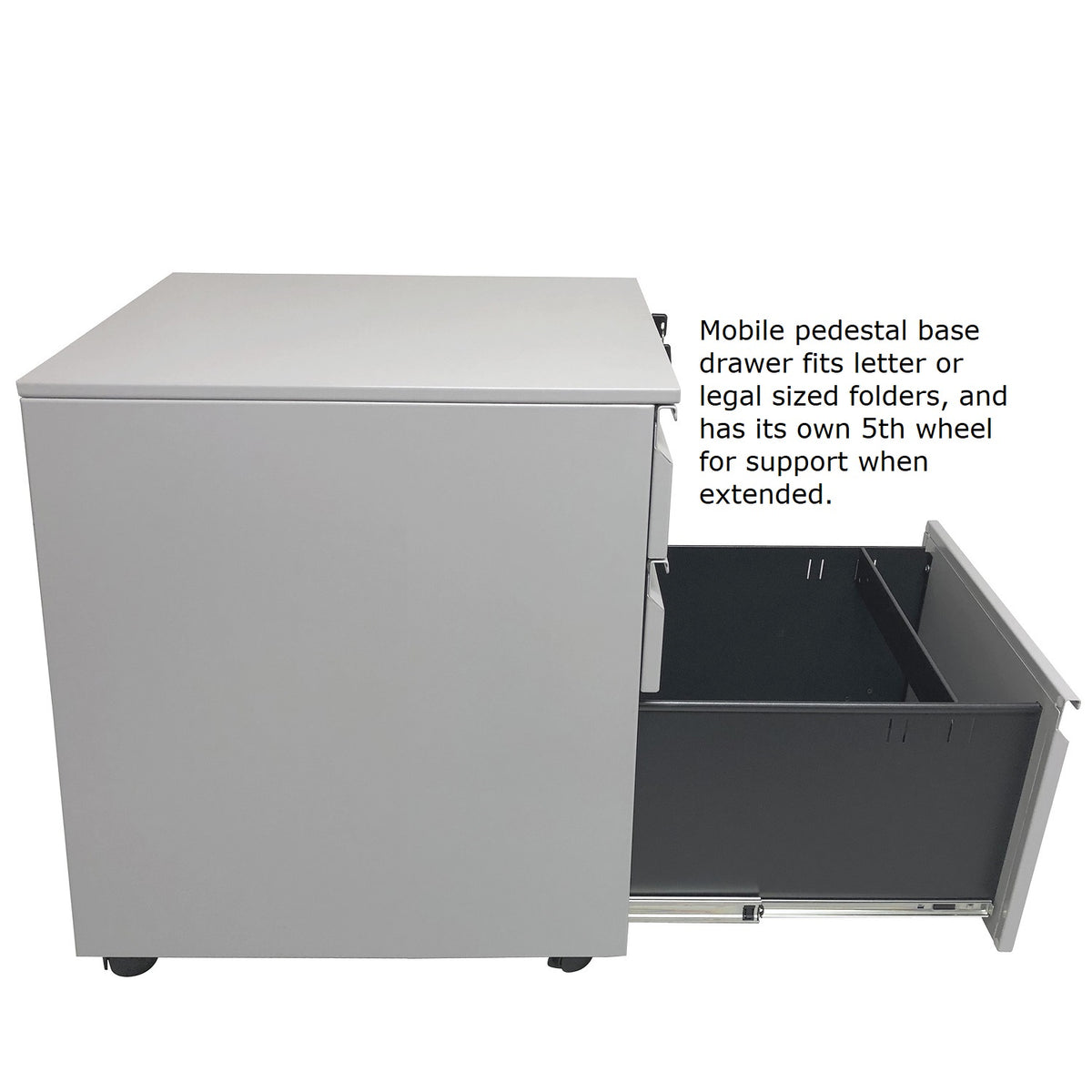 Mobile Single Pedestal Teacher/Administrator Desk with Rectangular Top, 24" x 54"