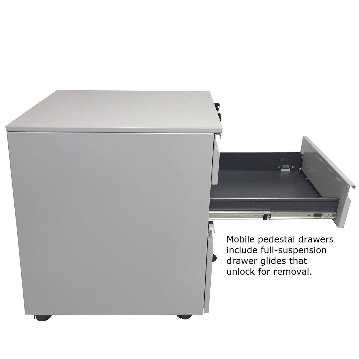 Mobile Double Pedestal Teacher/Administrator Desk with Rectangular Top, 24" x 67"