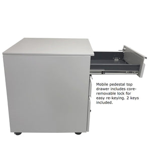 Mobile Single Pedestal Teacher/Administrator Desk with Rectangular Top, 24" x 54"