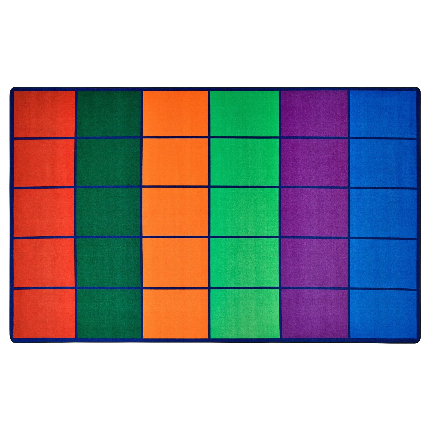 Carpets for Kids Carpets for Kids Colorful Rows Seating Rug, 7'6" x 12 Rectangle, Seats 30
