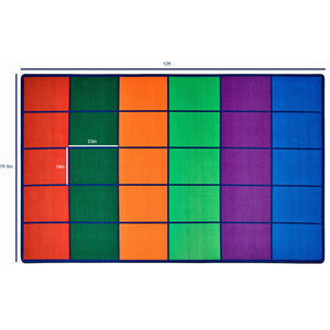 Carpets for Kids Carpets for Kids Colorful Rows Seating Rug, 7'6" x 12 Rectangle, Seats 30