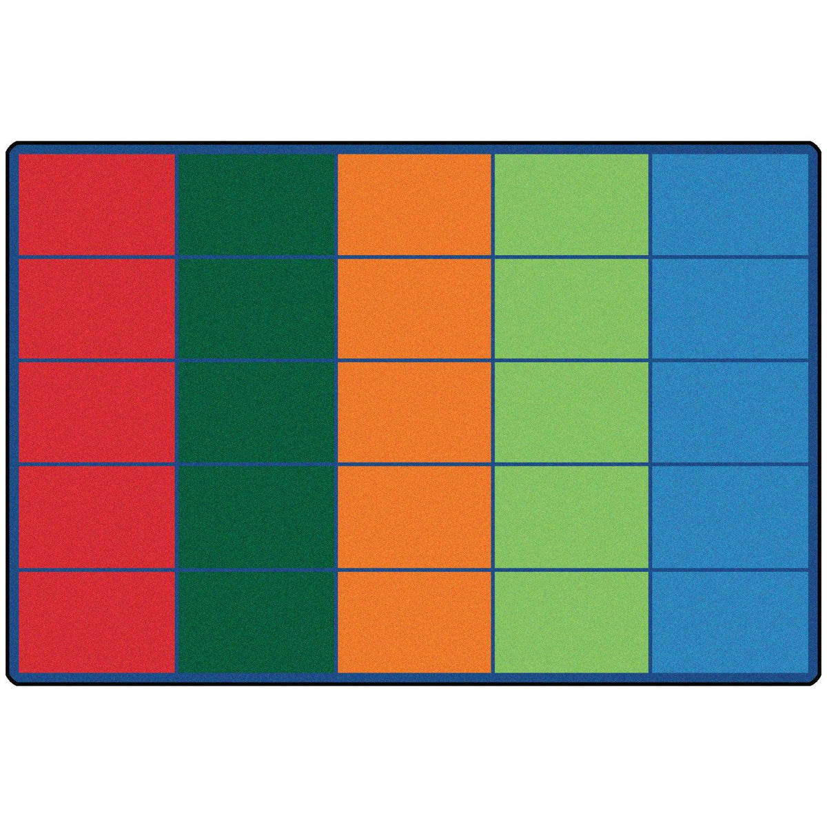 Carpets for Kids Colorful Rows Seating Rug, 6' x 9' Rectangle, Seats 25