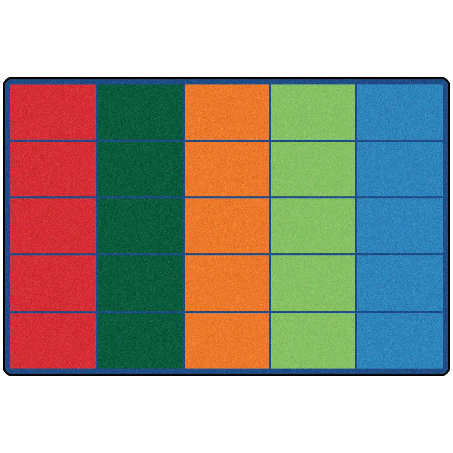 Carpets for Kids Colorful Rows Seating Rug, 6' x 9' Rectangle, Seats 25