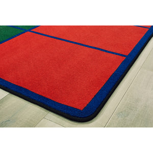 Carpets for Kids Colorful Rows Seating Rug, 6' x 9' Rectangle, Seats 25