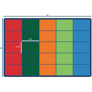 Carpets for Kids Colorful Rows Seating Rug, 6' x 9' Rectangle, Seats 25
