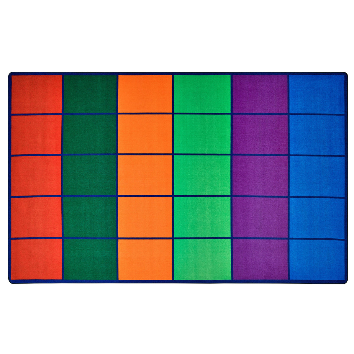Carpets for Kids Colorful Rows Seating Rug, 8'4" x 13'4" Rectangle, Seats 30