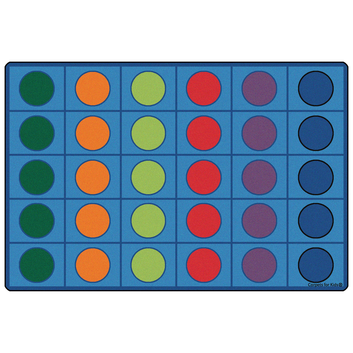 Carpets for Kids Seating Circles Circletime Seating Rug, Primary Colors, 7'6" x 12' Rectangle, Seats 30